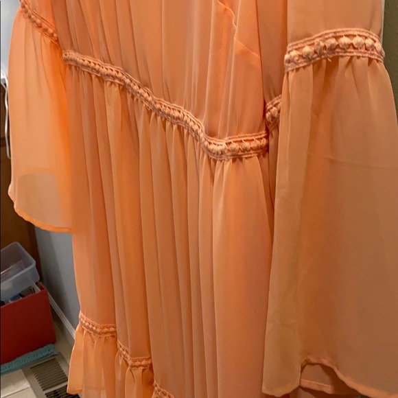 Peach Bell Sleeved Dress - Picture 2 of 3